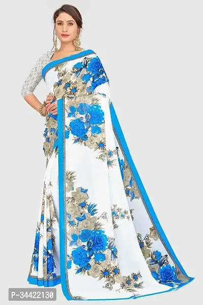 Beautiful Georgette Printed Women Saree with Blouse Piece-thumb0