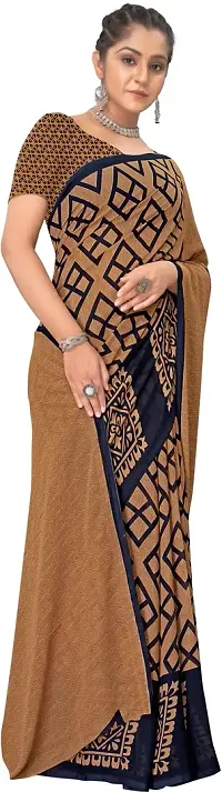 Stylish Brown Georgette Saree With Blouse Piece For Women-thumb2