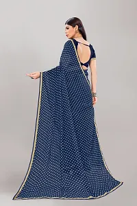 Stylish Blue Georgette Saree With Blouse Piece For Women-thumb1