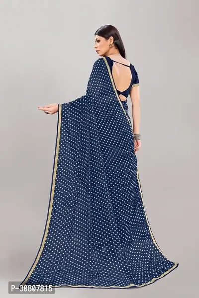 Stylish Blue Georgette Saree With Blouse Piece For Women-thumb2