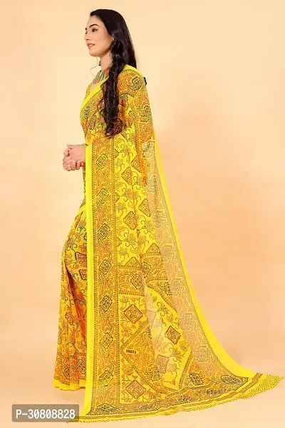 Stylish Yellow Georgette Saree Without Blouse Piece For Women-thumb3