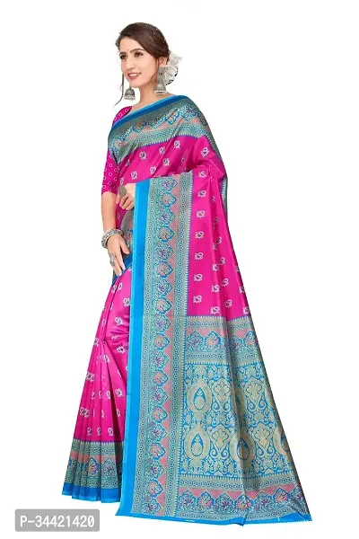 Beautiful Art Silk Printed Women Saree with Blouse Piece-thumb2