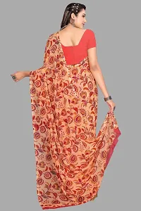 Stylish Peach Chiffon Saree With Blouse Piece For Women-thumb1