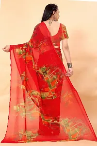 Stylish Red Georgette Saree Without Blouse Piece For Women-thumb1