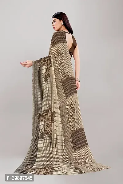 Stylish Brown Georgette Saree With Blouse Piece For Women-thumb2