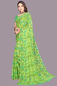 Stylish Green Chiffon Saree With Blouse Piece For Women-thumb2