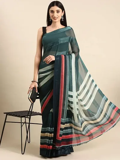 Stylish Chiffon Checked Sarees with Blouse Piece