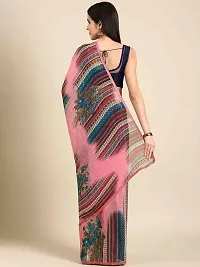 Stylish Pink Georgette Saree With Blouse Piece For Women-thumb1