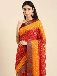 Stylish Red Chiffon Saree With Blouse Piece For Women-thumb2