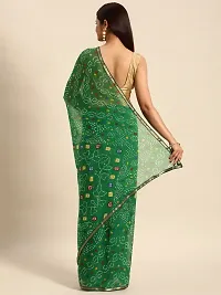 Stylish Green Chiffon Saree With Blouse Piece For Women-thumb1