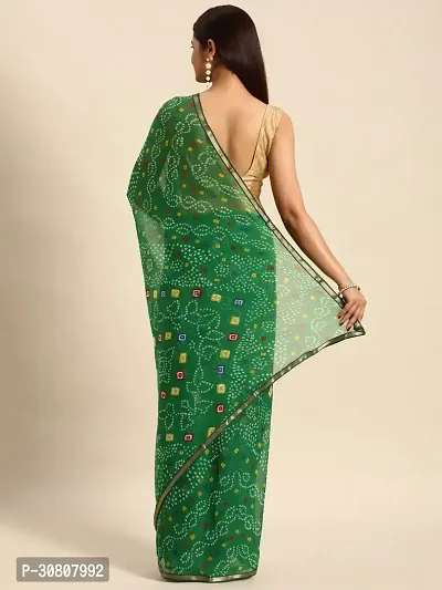 Stylish Green Chiffon Saree With Blouse Piece For Women-thumb2