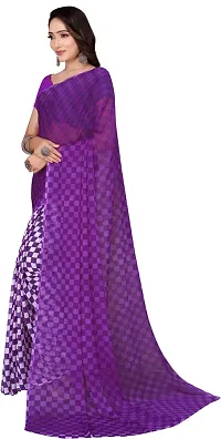 Stylish Purple Georgette Saree With Blouse Piece For Women-thumb3