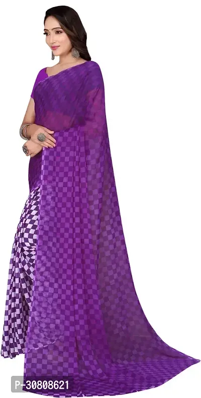 Stylish Purple Georgette Saree With Blouse Piece For Women-thumb4