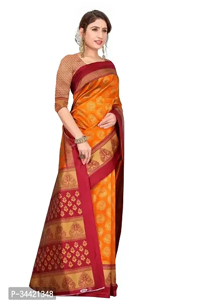 Beautiful Art Silk Printed Women Saree with Blouse Piece-thumb3