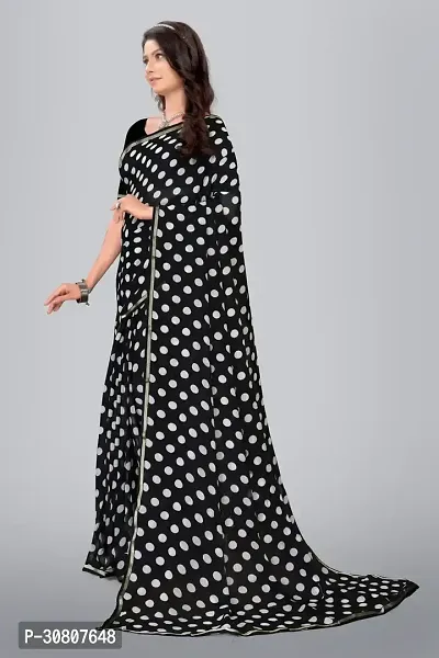 Stylish Black Chiffon Saree With Blouse Piece For Women-thumb3