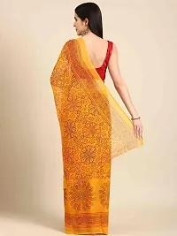 Stylish Yellow Chiffon Saree With Blouse Piece For Women-thumb1