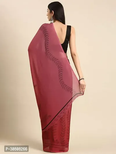 Stylish Maroon Georgette Saree With Blouse Piece For Women-thumb2