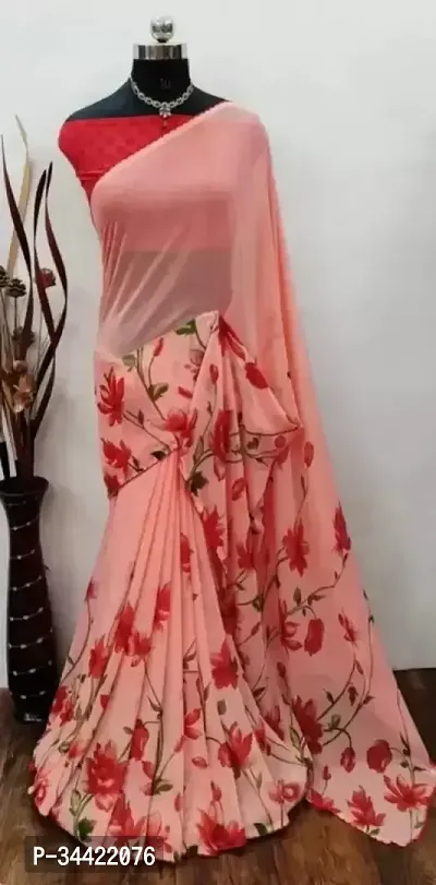 Beautiful Georgette Printed Women Saree with Blouse Piece-thumb3