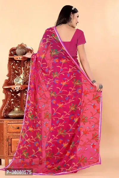 Stylish Pink Georgette Saree With Blouse Piece For Women-thumb3