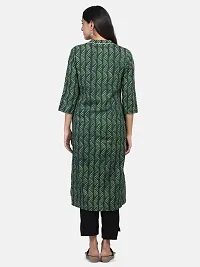 Alluring Green Cotton Hand Block Printed Straight Kurta For Women-thumb2