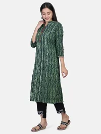 Alluring Green Cotton Hand Block Printed Straight Kurta For Women-thumb1