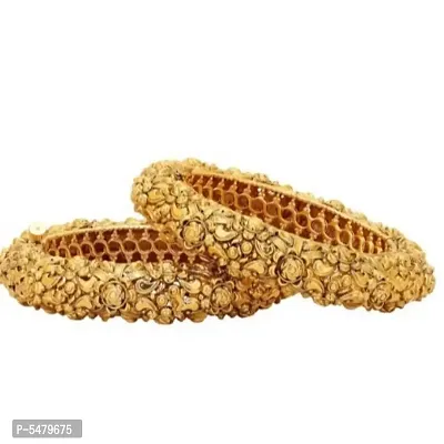 Alluring Traditional Gold Plated Bangles For Women- Pack Of 2-thumb2