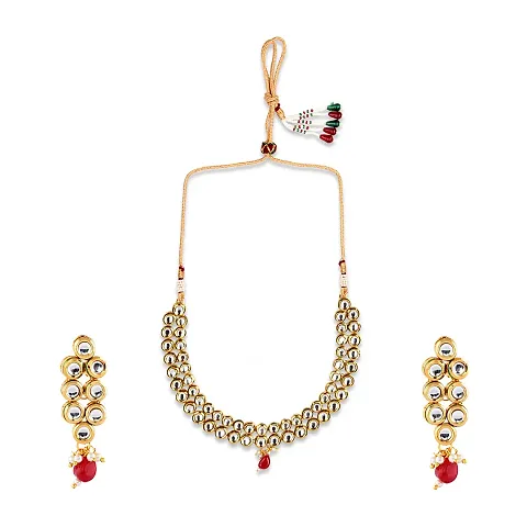 Tone Traditional Kundan Pearls Necklace Set Jewellery For Womens - For All Occasion