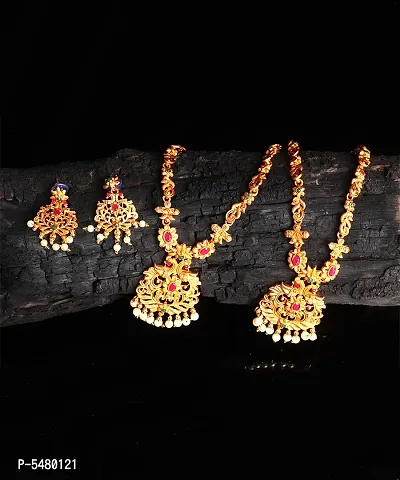 South Indian Traditional Necklace Jewellery Combo Set Jewellery For Womens - For All Occasion-thumb3