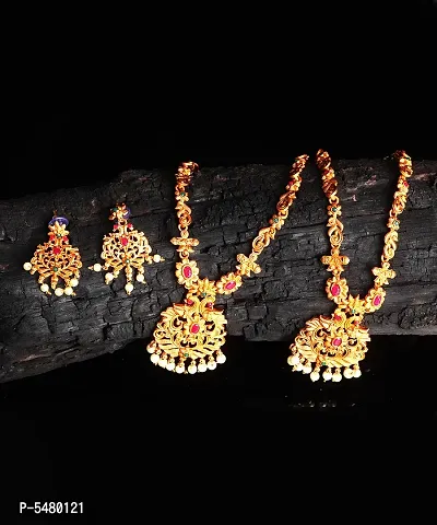 South Indian Traditional Necklace Jewellery Combo Set Jewellery For Womens - For All Occasion-thumb2