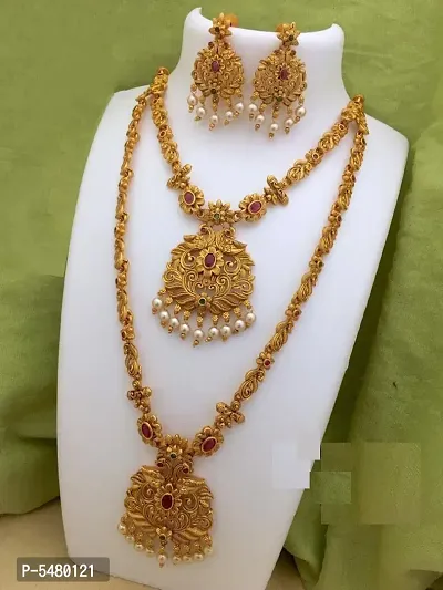 South Indian Traditional Necklace Jewellery Combo Set Jewellery For Womens - For All Occasion-thumb0