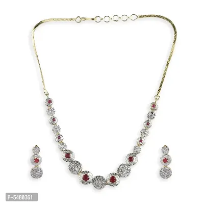 Red American Diamonds Necklace Sets Jewellery For Women's - For All Occasion