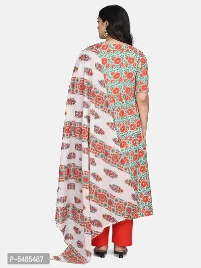 Stylish Cotton Multicoloured Floral Printed Kurta With Pant And Dupatta Set For Women-thumb3