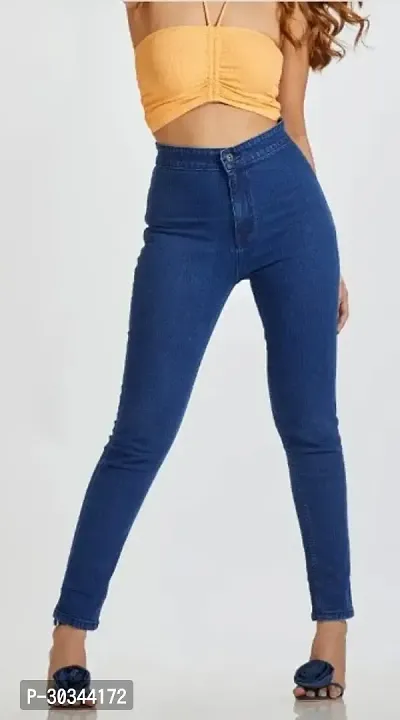 Stylish Denim Solid Jeans for Women-thumb0