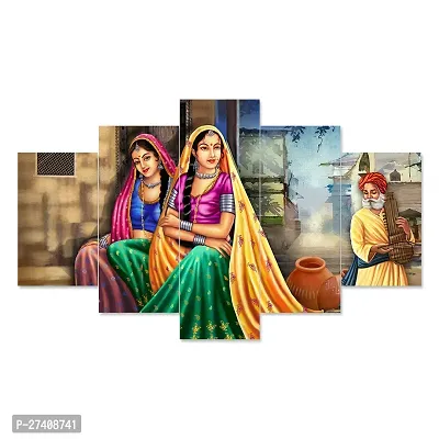 Rajasthani- Crafts Set of Five Nture Scenery Framed Wall Painting for Home Decoration , Paintings for Living room , Bedroom , Big Size 3D Scenery  ( 75 X 43 CM)-thumb0