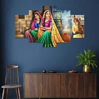 Rajasthani- Crafts Set of Five Nture Scenery Framed Wall Painting for Home Decoration , Paintings for Living room , Bedroom , Big Size 3D Scenery  ( 75 X 43 CM)-thumb2