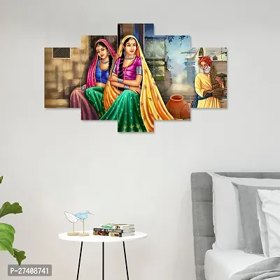 Rajasthani- Crafts Set of Five Nture Scenery Framed Wall Painting for Home Decoration , Paintings for Living room , Bedroom , Big Size 3D Scenery  ( 75 X 43 CM)-thumb4