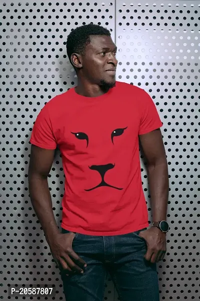 Elegant Red Polyester Printed Round Neck Tees For Men