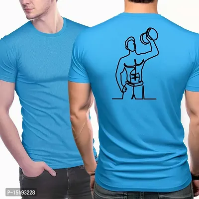Reliable Blue Polyester  Round Neck Tees For Men