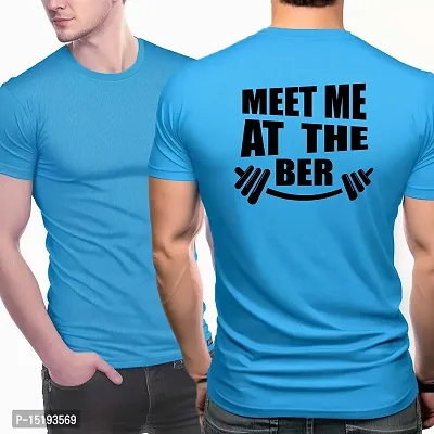 Reliable Blue Polyester  Round Neck Tees For Men