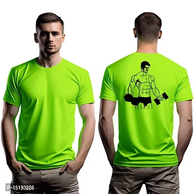 Reliable Green Polyester  Round Neck Tees For Men