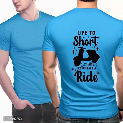 Reliable Blue Polyester  Round Neck Tees For Men