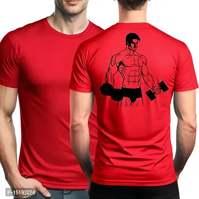 Reliable Red Polyester  Round Neck Tees For Men