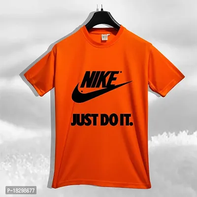 Reliable Orange Polyester Printed Round Neck Tshirt For Men-thumb0