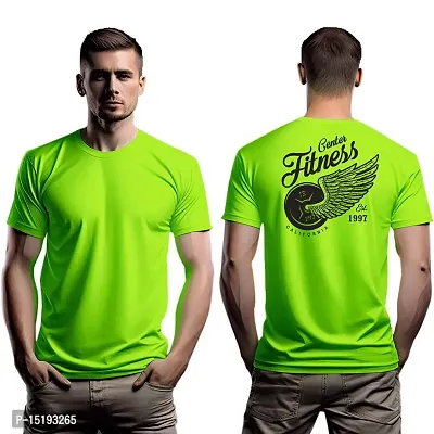 Reliable Green Polyester  Round Neck Tees For Men