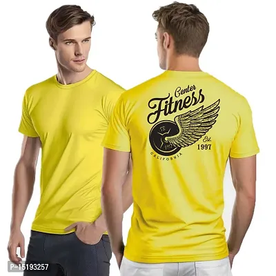 Reliable Yellow Polyester  Round Neck Tees For Men