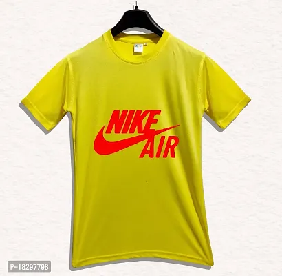 Reliable Yellow Polyester Printed Round Neck Tshirt For Men