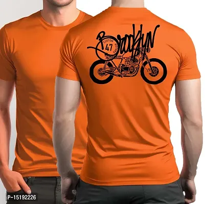 Reliable Orange Polyester  Round Neck Tees For Men