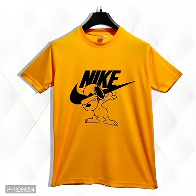 Reliable Yellow Polyester Printed Round Neck Tshirt For Men