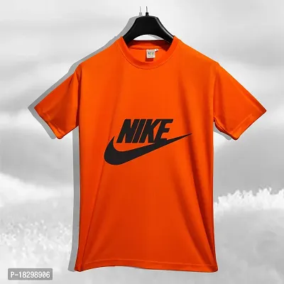 Reliable Orange Polyester Printed Round Neck Tshirt For Men-thumb0