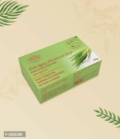 Unisex Handmade Daily Lemongrass Soap Natural Organic Paraben Free Detoxifying Bath And Handwash Bar-125 Grams-thumb3